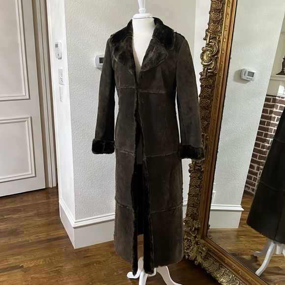 Vintage Brandon Thomas | Suede Leather Faux Fur Full Length Antique Western Coat - Picture 1 of 15